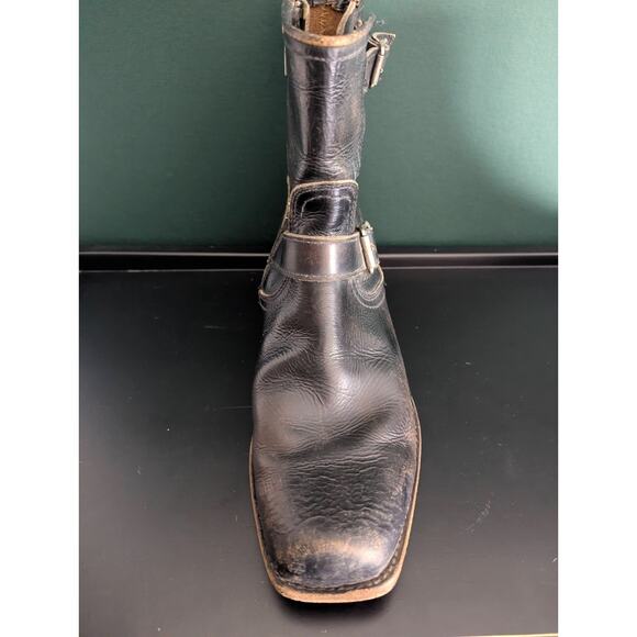 Vintage Frye Black Leather Ankle Zip Bucke Motorcycle Boots USA Men's 8 1/2D - Picture 12 of 16